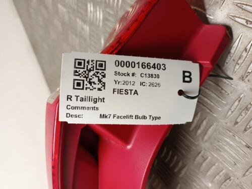 2012 FORD FIESTA DRIVERS RIGHT TAIL LIGHT