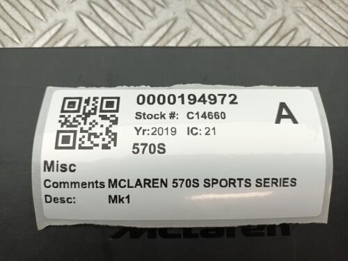 MCLAREN 570S MK1 MISC MCLAREN 570S SPORTS SERIES OWNERS HANDBOOK