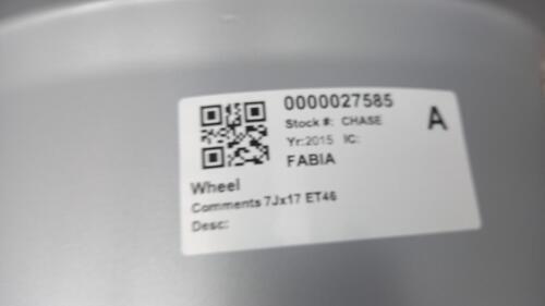 2015 SKODA FABIA Mk3 (NJ) ALLOY Wheel 7J X 17"