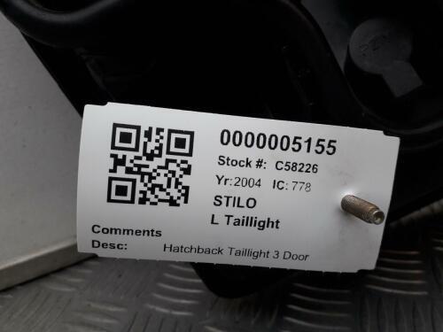 FIAT STILO 2004 HATCHBACK TAILLIGHT 3 DOOR OS DRIVERS RIGHT TAIL LIGHT